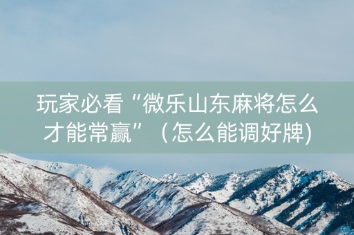 玩家必看“微乐山东麻将怎么才能常赢”（怎么能调好牌)