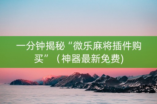 一分钟揭秘“微乐麻将插件购买”（神器最新免费)