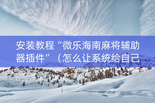 安装教程“微乐海南麻将辅助器插件”（怎么让系统给自己好牌)