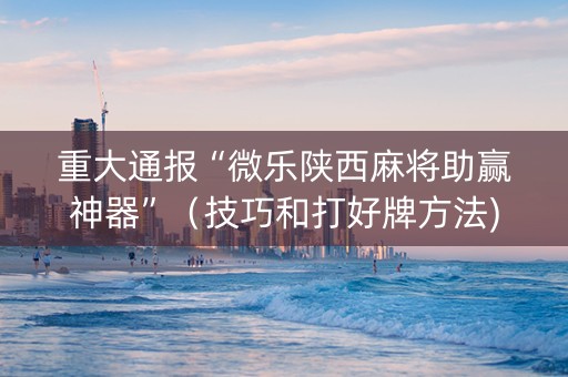 重大通报“微乐陕西麻将助赢神器”（技巧和打好牌方法)
