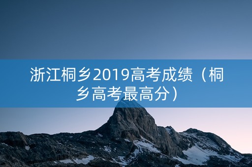 浙江桐乡2019高考成绩（桐乡高考最高分）
