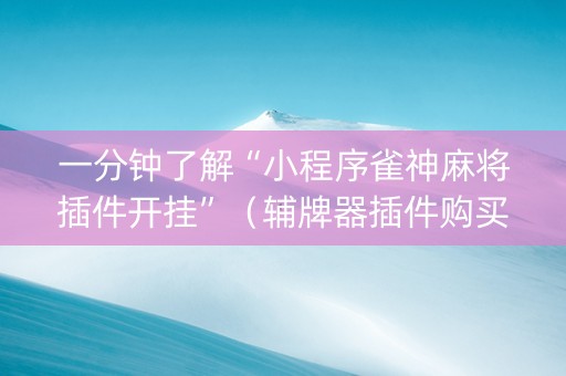 一分钟了解“小程序雀神麻将插件开挂”（辅牌器插件购买)