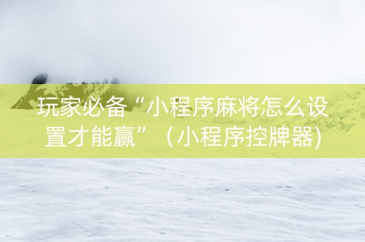 玩家必备“小程序麻将怎么设置才能赢”（小程序控牌器)
