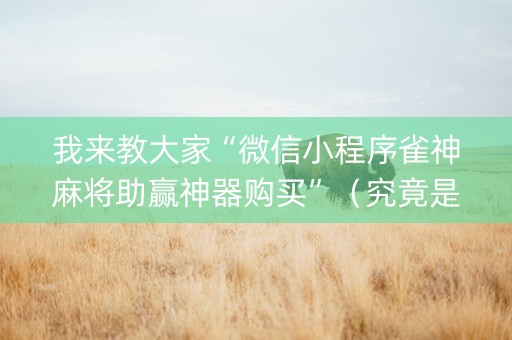 我来教大家“微信小程序雀神麻将助赢神器购买”（究竟是不是有挂)