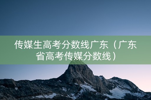 传媒生高考分数线广东（广东省高考传媒分数线）