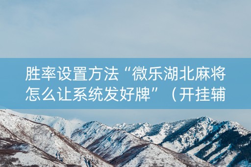 胜率设置方法“微乐湖北麻将怎么让系统发好牌”（开挂辅助器脚本)