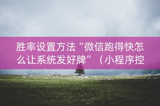 胜率设置方法“微信跑得快怎么让系统发好牌”（小程序控牌器)