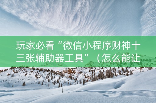 玩家必看“微信小程序财神十三张辅助器工具”（怎么能让牌好一点)