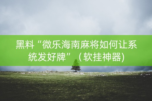 黑料“微乐海南麻将如何让系统发好牌”（软挂神器)