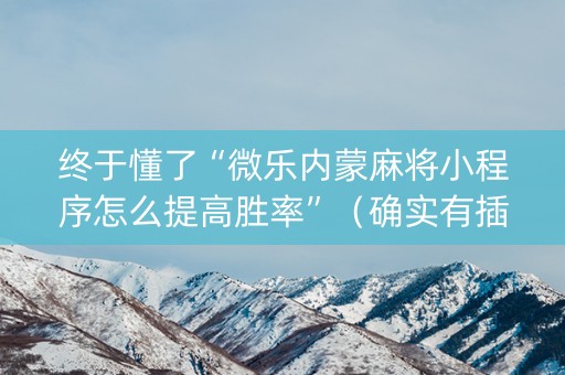 终于懂了“微乐内蒙麻将小程序怎么提高胜率”（确实有插件吗)