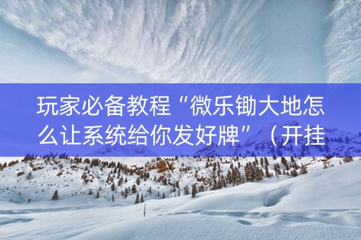 玩家必备教程“微乐锄大地怎么让系统给你发好牌”（开挂辅助脚本)