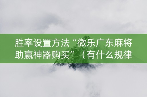 胜率设置方法“微乐广东麻将助赢神器购买”（有什么规律)