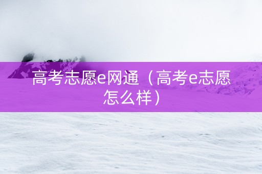 高考志愿e网通（高考e志愿怎么样）