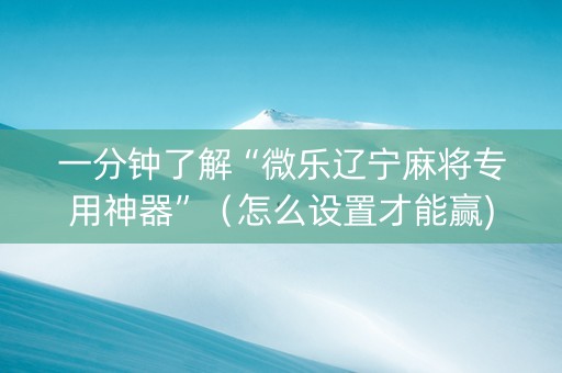 一分钟了解“微乐辽宁麻将专用神器”（怎么设置才能赢)
