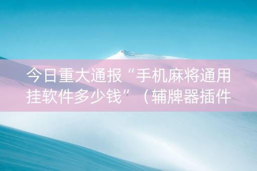 今日重大通报“手机麻将通用挂软件多少钱”（辅牌器插件购买)