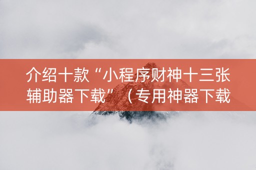 介绍十款“小程序财神十三张辅助器下载”（专用神器下载)