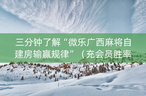三分钟了解“微乐广西麻将自建房输赢规律”（充会员胜率高)