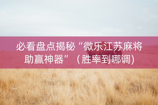 必看盘点揭秘“微乐江苏麻将助赢神器”（胜率到哪调)