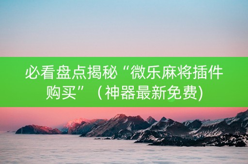 必看盘点揭秘“微乐麻将插件购买”（神器最新免费)