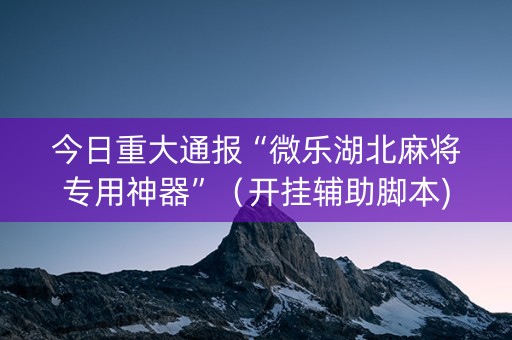 今日重大通报“微乐湖北麻将专用神器”（开挂辅助脚本)