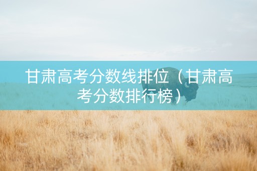 甘肃高考分数线排位（甘肃高考分数排行榜）