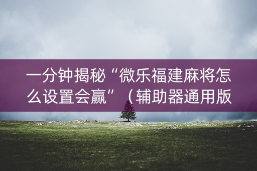 一分钟揭秘“微乐福建麻将怎么设置会赢”（辅助器通用版)