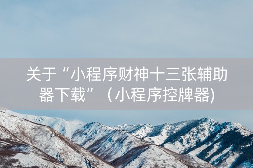关于“小程序财神十三张辅助器下载”（小程序控牌器)