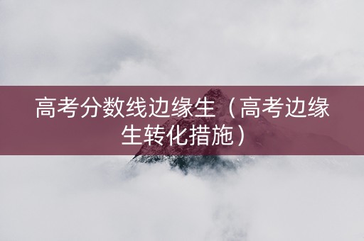 高考分数线边缘生（高考边缘生转化措施）