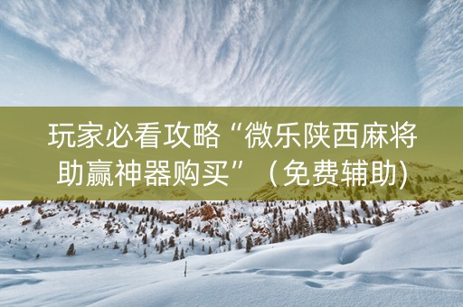 玩家必看攻略“微乐陕西麻将助赢神器购买”（免费辅助)