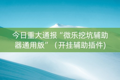 今日重大通报“微乐挖坑辅助器通用版”（开挂辅助插件)
