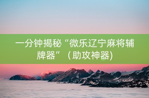 一分钟揭秘“微乐辽宁麻将辅牌器”（助攻神器)