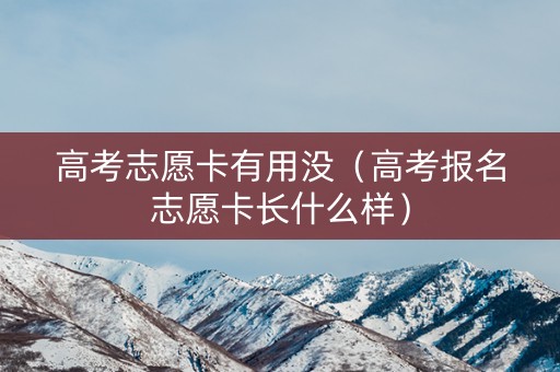 高考志愿卡有用没（高考报名志愿卡长什么样）