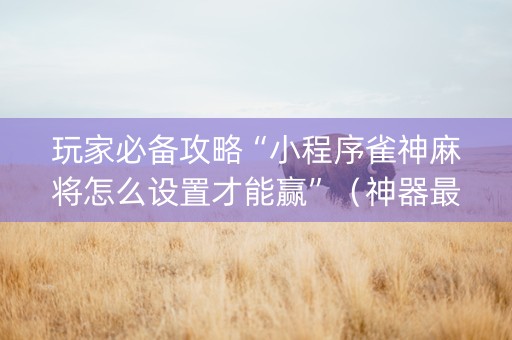 玩家必备攻略“小程序雀神麻将怎么设置才能赢”（神器最新免费)