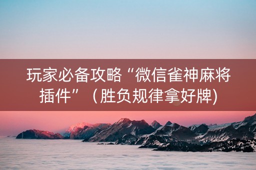 玩家必备攻略“微信雀神麻将插件”（胜负规律拿好牌)