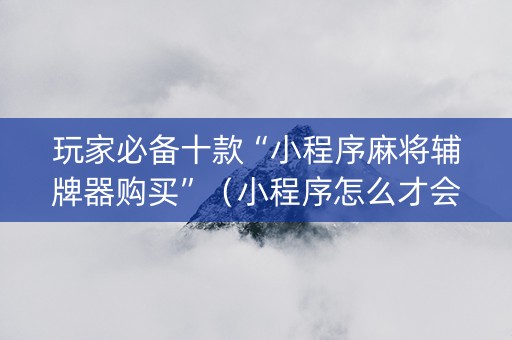 玩家必备十款“小程序麻将辅牌器购买”（小程序怎么才会赢)