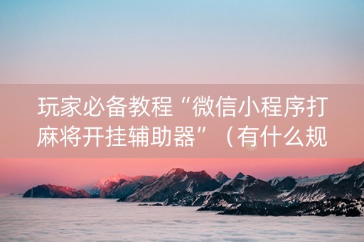 玩家必备教程“微信小程序打麻将开挂辅助器”（有什么规律)