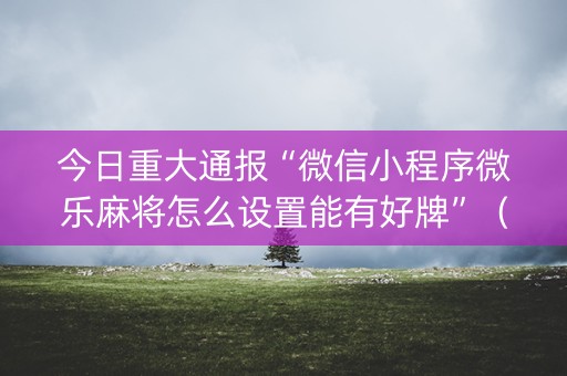 今日重大通报“微信小程序微乐麻将怎么设置能有好牌”（神器通用版)