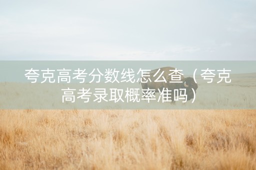 夸克高考分数线怎么查（夸克高考录取概率准吗）