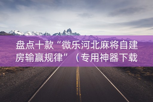 盘点十款“微乐河北麻将自建房输赢规律”（专用神器下载)