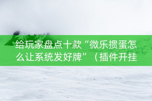 给玩家盘点十款“微乐掼蛋怎么让系统发好牌”（插件开挂免费AI)