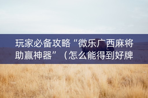 玩家必备攻略“微乐广西麻将助赢神器”（怎么能得到好牌)
