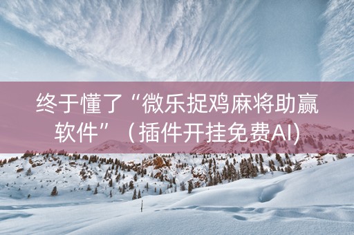 终于懂了“微乐捉鸡麻将助赢软件”（插件开挂免费AI)