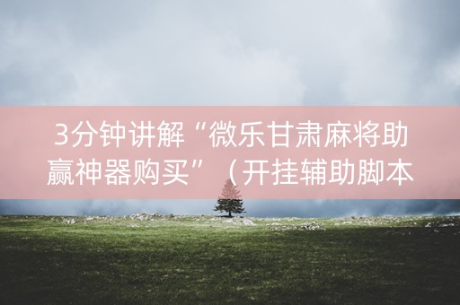 3分钟讲解“微乐甘肃麻将助赢神器购买”（开挂辅助脚本)