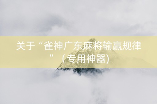 关于“雀神广东麻将输赢规律”（专用神器)
