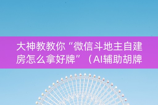 大神教教你“微信斗地主自建房怎么拿好牌”（AI辅助胡牌规则)
