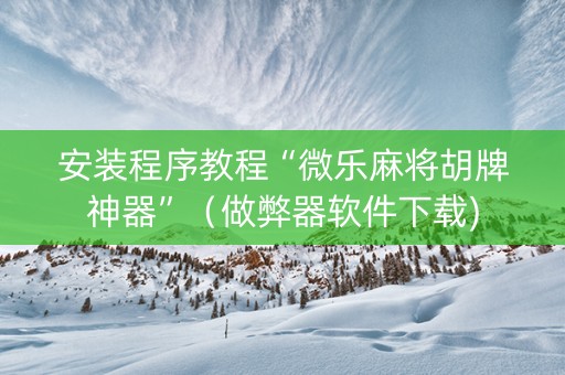安装程序教程“微乐麻将胡牌神器”（做弊器软件下载)