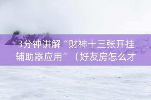 3分钟讲解“财神十三张开挂辅助器应用”（好友房怎么才能赢)