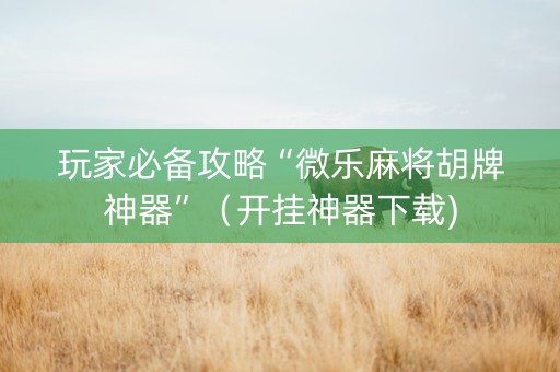 玩家必备攻略“微乐麻将胡牌神器”（开挂神器下载)