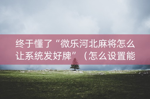 终于懂了“微乐河北麻将怎么让系统发好牌”（怎么设置能有好牌)
