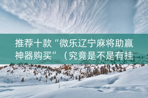 推荐十款“微乐辽宁麻将助赢神器购买”（究竟是不是有挂)